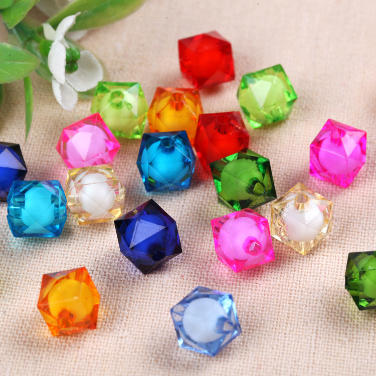 10 12 14mm Plastic Acrylic Spacer for DIY Jewelry Making Accessories Faceted Transparent Square Loose Beads