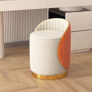 <strong>Stools</strong> Gold Luxury Nordic <strong>Leather</strong> Makeup Vanity Round Modern Home Foot Step Living Room Furniture Metal Chairs Ottoman <strong>Stools</strong> - Product Image 5