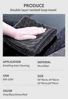 Handuk Mikrofiber Tavelya 1200GSM Lapis Ganda dengan Tekstur Putar Tanpa Sambungan, Kain Pencuci Detailing Mobil Ultra Serap dan Tahan Lama