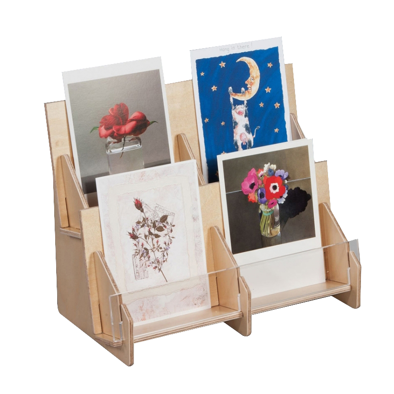 Apache Modern Light Duty Wooden Greeting Card Display Stand Customizable Double-Sided Floorstanding Customized Logos Supermarket — view 3