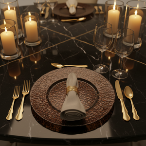 Sottopiatti in Vetro Dorato da 13 Pollici per Matrimoni e Feste, Vendita Calda di Piatti Decorativi per Servire Cibo in <span class=keywords><strong>Colore</strong></span> <span class=keywords><strong>Oro</strong></span> - Product Image 5