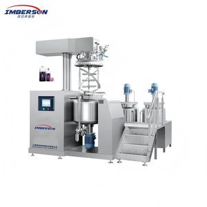 Mélangeur émulsifiant automatique sous vide en acier inoxydable 300L avec boîte de vitesses, moteur AC, pompe, levage hydraulique, circulation et contrôle PLC pour crème - Product Image 1