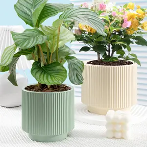 Nordic Stijl Verticaal Patroon Tuin Decoratieve Pot Indoor Keramische Tafelblad Decoratieve Pot