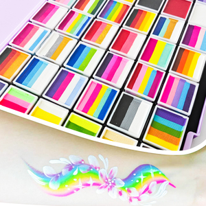 Kit complet de peinture faciale en vrac |   Gâteau Split et Paillettes |   Comprend des pinceaux, des pochoirs et des autocollants |   Fournitures de peinture corporelle. - Product Image 2