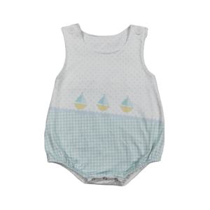 Mono Casual Tipo Burbuja para Bebés Niñas RTS Boutique Sailboat, 95% Algodón, Spandex, Tela Estampada, 200-220gsm, Recién Nacido - Product Image 1