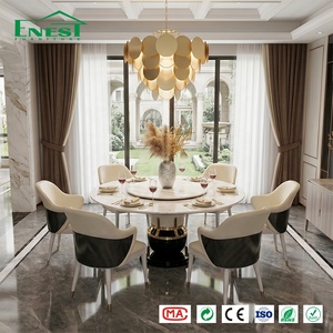 Ensemble de meubles de restaurant haut de gamme pour villa, avec <span class=keywords><strong>table</strong></span> à manger ronde en marbre et chaises, pour un <span class=keywords><strong>service</strong></span> de sourcing de projets clés en main - Product Image 2