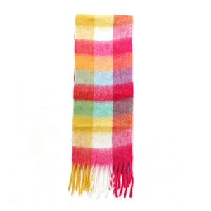 Wholesale Women's 100+ Colors Oversized Plaid Winter Scarf Soft <strong>Warm</strong> Thick Fluffy <strong>Shawl</strong> <strong>Wrap</strong> with Tassels - Product Image 5