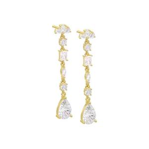 18K chapado en oro multi forma Cz gota Stud pendiente para niña - Product Image 1