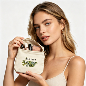 Sac de voyage réutilisable personnalisé pour un usage quotidien, en toile de coton, avec fermeture éclair, sac cadeau, trousse de toilette zippée - Product Image 5