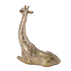 Scultura di Giraffa Seduta in Resina con Finitura Dorata, Decorazione per Casa e Ufficio, Elemento d'Accento per Mensole e Tavolini - Product Image 3