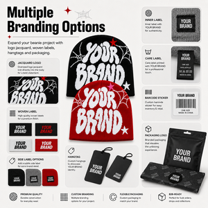 Gorros de Punto Jacquard Y2K Personalizados <span class=keywords><strong>con</strong></span> Logotipo, Gorro de Invierno de Marca Privada para Tiendas Minoristas, Gorra de Ropa, Mercancía de Marca, Gorro de Punto - Product Image 6