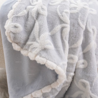 Plaid tricoté coréen en fourrure de lapin et vison, bleu ciel, doux et luxueux, pour la décoration de la maison, canapé et fauteuil