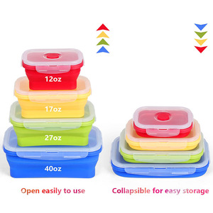 <strong>Collapsible</strong> Silicone Food Storage <strong>Container</strong> Foldable Meal Prep Lunch Box <strong>Containers</strong> Colorful Bento with Airtight Lids - Product Image 5
