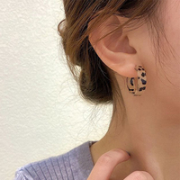 Boucles d'oreilles polyvalentes coréennes 2024 en acétate à motif léopard pour femmes