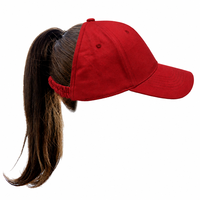 Casquette de baseball vintage sportive en sergé de coton à 6 panneaux, avec logo personnalisé, bande élastique, ouverture arrière pour chignon ou cheveux bouclés, style « Dad Hat »