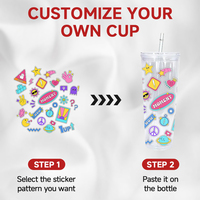 USA Warehouse 24oz salju bola dunia cangkir plastik dapat berdinding ganda sublimasi Natal salju dunia Tumbler dengan pra-dibor