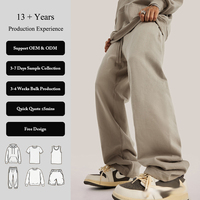 Pantalon de jogging droit pour homme, ourlet ouvert, plusieurs couleurs unies, streetwear, molleton épais doublé, coupe décontractée ample
