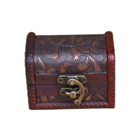 Haute qualité Mini en bois Pirate artisanat bijoux boîte de rangement Vintage Rectangle forme trésor coffre étui support