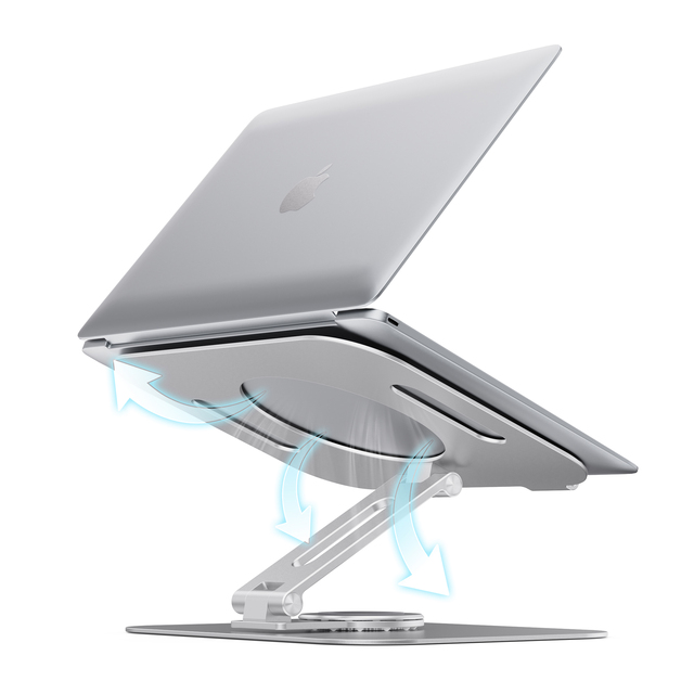 Boneruy Single Pole 360 Rotatable Swivel Aluminum Alloy Ergonomic Foldable Laptop Stand for 14-17.3inch Laptops High Quality