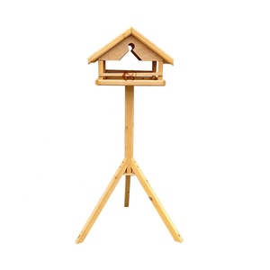 Wooden <strong>Bird</strong> <strong>Table</strong> With Stand <strong>Bird</strong> Feeder With Post in Yellow and Green for Backyard Garden - Product Image 5