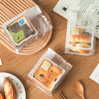 Sacs en papier brun pour pain en plastique, sachet debout avec fenêtre transparente, fermeture éclair supérieure, jetable, PET/CPP pour le pain grillé, les collations, les desserts, l'affichage