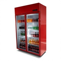 Réfrigérateur vertical commercial 850L à 2 portes, refroidissement direct et par air, dégivrage automatique, haute qualité, pour boissons