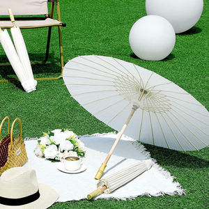 Vente en gros de parapluie en papier blanc japonais chinois populaire Parasol droit en bambou japonais pour bricolage artisanat mariages - Product Image 5