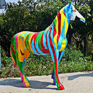 Outdoor <b>Large</b> Fiberglass Colored Drawing Horse Animal Statue Sculpture Decorative Artificial <b>Art</b> Deco Design - Product Image 3