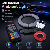Kit de Bande LED RGB RGBW pour Éclairage Ambiant de Voiture 2M USB 5V avec Synchronisation Musicale et Télécommande IR pour Ambiance Intérieure et Extérieure de Voiture, Vente Directe Usine