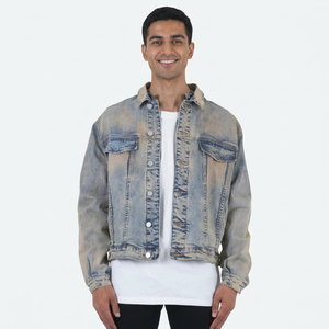 Best High Quality Wholesale Factorye Rate <b>Denim</b> <b>Jacket</b> Custom Printing <b>Mens</b> Jeans <b>Jackets</b> Made in Pakistan Menufactrer - Product Image 1