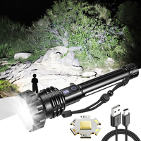 Lampe torche LED rechargeable 9500LM XHP360 USB avec zoom, lumière latérale RGB, batterie haute capacité pour le camping, prise en charge de la sortie de lumière