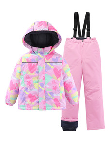 <span class=keywords><strong>Combinaison</strong></span> <span class=keywords><strong>de</strong></span> <span class=keywords><strong>ski</strong></span> pour enfants, veste à capuche pour filles, fermeture éclair, respirante, épaisse, imperméable, pantalon en polyester imprimé - Product Image 3