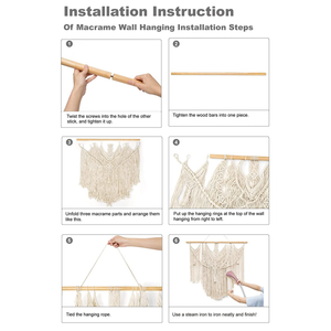 Arazzo da Parete in Macramè Boho in Cotone con Motivo Verticale per Camera da Letto e Soggiorno - Product Image 6