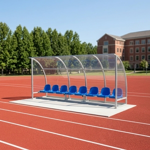Banc de Reserves Économique PY pour Football avec Sièges en Plastique à Dossier Moyen – Abri Extérieur pour Équipe de Football de 2 à 24 Places - Product Image 1