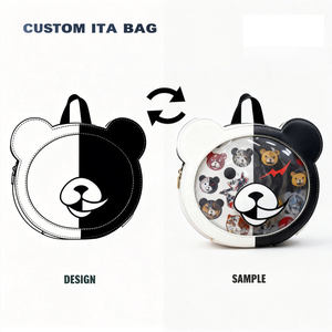 Mochila de mujer estilo anime con diseño de oso negro de dibujos animados, transparente, con cabeza linda, inspirada en Ita Bag, personalizada OEM con bajo MOQ - Product Image 1