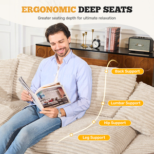 Canapé modulaire convertible écologique en velours, sectionnel carré, sièges profonds, emballé sous vide, design surdimensionné, oreillers inclus pour - Product Image 3