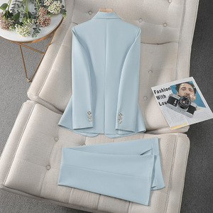 Women's Suit Set Polyester Three Quarter Sleeve Spring Office Lady Anti-Wrinkle Flared Pants Two Piece - Product Image 4