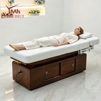 Table de massage électrique de luxe pour salon de beauté, 4 moteurs, réglable, chauffante, avec rangement, pour soins du visage et spa