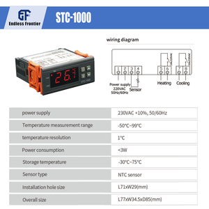 Contrôleur de température numérique STC-9200, thermostat micro-ordinateur pour la réfrigération et le CVC - Product Image 3