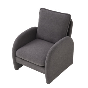KD Fauteuil d'appoint Chaise longue moderne pour chambre à coucher, chaise de lecture rembourrée, chaise de salon, chaise de canapé simple, gris - Product Image 4