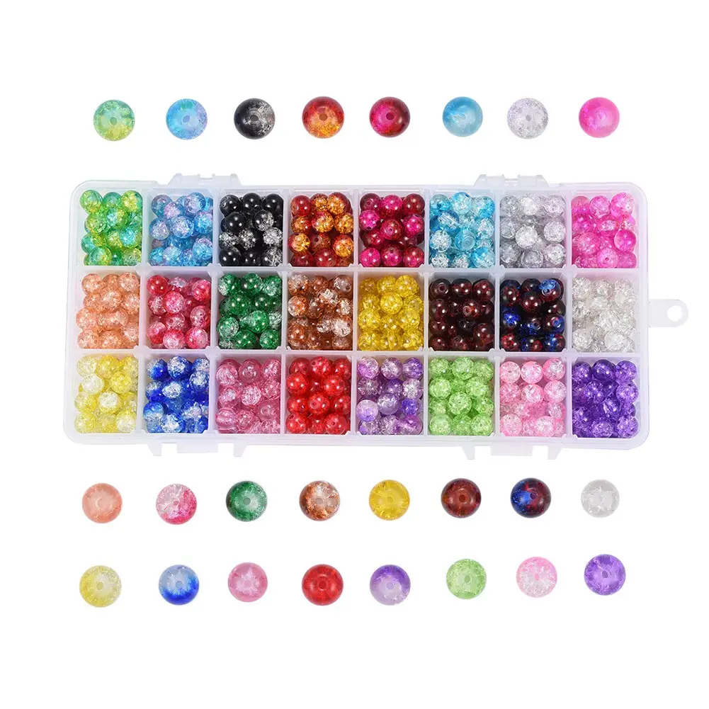 Beads for Jewelry Making 24 colors Diy handmade beads 6/8mm gradient glass cracle beads kit