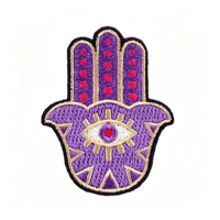 Patch brodé Main de Hamsa et Œil protecteur, Applique amulette porte-bonheur bohème pour veste, chapeau, sac à dos, vêtements ethniques spirituels