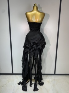 Robe de soirée noire bustier à volants pour femme 2026 – Nouvelle collection sexy pour boîte de nuit, fête, anniversaire, <span class=keywords><strong>cocktail</strong></span> - Product Image 4