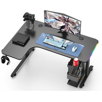 Mesa de Juego para Computadora en Forma de L para Oficina en Casa, Mesa de Esquina RGB con Luz LED de 256 Colores, Escritorio Inteligente para Juegos de PC