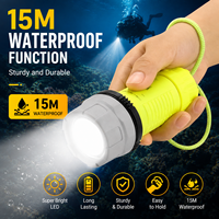 Linterna LED Sumergible a Prueba de Agua con 3 Pilas AA, Linterna de Mano Subacuática con Cordón para Buceo, Pesca y Actividades al Aire Libre