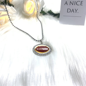 Nuevo Collar con Nombre de Equipo de Fútbol Americano, Colgante Ovalado con 32 Gemas de Diamantes, Regalo para Fanáticos, Accesorio para Fiestas y Días de Partido, Personalizado - Product Image 2