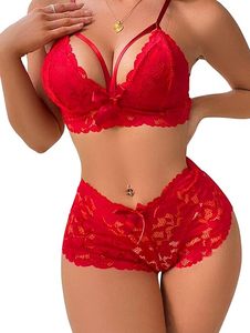 Hot Selling Women Sexy Lingerie Set Temptation Lace Embroidery Charming Hollow Out Sexy Bra Set Tow Piece Set - Product Image 2