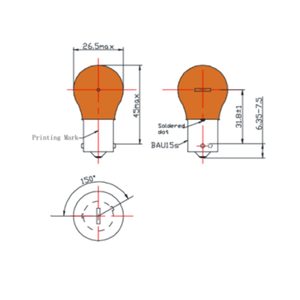 BAU15S Baïonnette Base <span class=keywords><strong>Halogène</strong></span> <span class=keywords><strong>Ampoule</strong></span> P21W 12V 21W Voiture Automobile Queue Clignotant Indicateur Ampoules Avec Verre Ambre Clair - Product Image 5