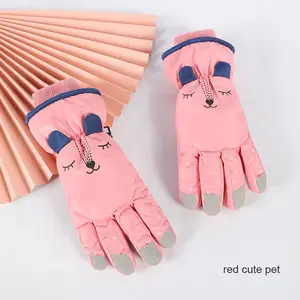 Зимние детские лыжные перчатки уличные ветрозащитные бархатные утолщенные теплые Мультяшные Варежки Унисекс