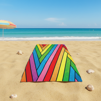 Yabee Rainbow Beach Towel Quick Dry Microfiber Beach Blanket Vibrant Geometric Striped Towels Pool Vacation Sand Towel